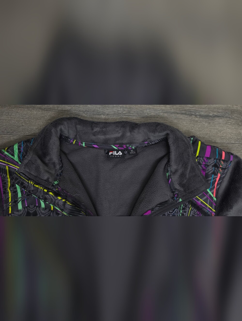 Fila Women's Sport Fleece Jacket with Multicolored Accents-Size XL - Picture 2 of 3